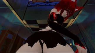 Подросток Red Fox Dragon Tattoo Girl Черная Стринги Дает Зеркало От Первого Лица Танец На Коленях