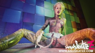 Latex BDSM fetish kink pussy pump-Heavily tattoo inked skinny dread girl