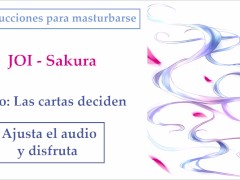 JOI Español hentai, Sakura, Instrucciones para masturbarse. Reto: Cartas.