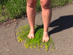 bare legs and hairy pussy outdoors