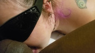 Her 2nd time rimming me, BBC blowjob with blindfold