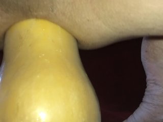 Huge Vegetable Insertion - Butternut Squash - Close Up_and Cum