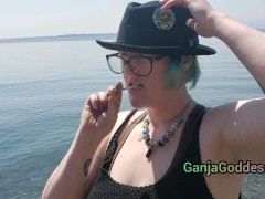 Seattle Ganja Goddess the Queen of Pussy Pops sucking lollipops: Cemetery Halloween licking candy
