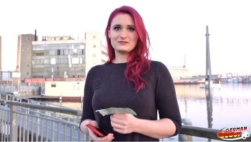 GERMAN SCOUT - Rothaarige Studentin Melina bei Casting gefickt