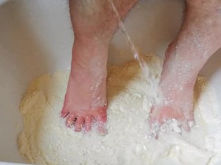 sensual feet, kink, water, flour