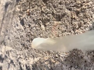 Eating cum of black straight friend´s used condom I found after his fuck