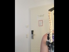 CD in floral dress Lingerie and shiny fetish Latex mask wearing makeup  having fun 