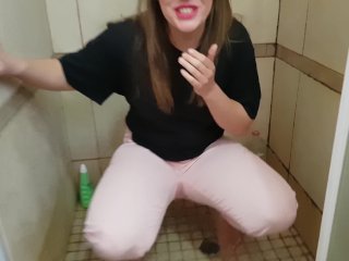 brunette, girl pisses herself, extreme pissing, pee