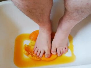 sensual feet, solo female, orange, feet