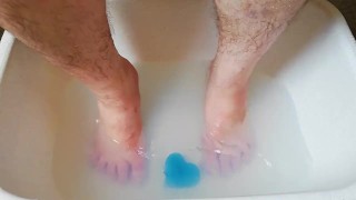 Washing the tools now with blue love heart soap