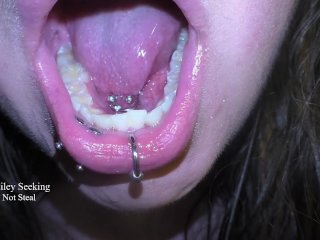 brunette, pierced, tongue fetish, big tits