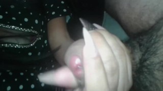 preview long black nails handjob cum explotion