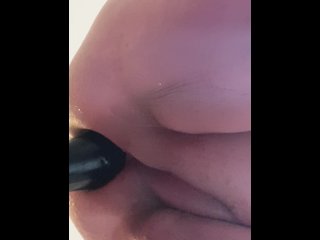 solo female, rough, ass fuck, eggplant anal