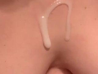 cumshot, cum onto tits, cum, solo female