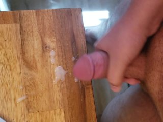 dick, desk, cumshot, cum