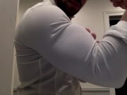 Preview 1 of Ripping my white shirt while flexing my big muscle pecs and biceps