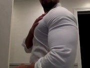 Preview 2 of Ripping my white shirt while flexing my big muscle pecs and biceps