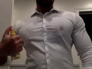 Preview 4 of Ripping my white shirt while flexing my big muscle pecs and biceps