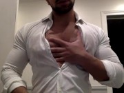 Preview 6 of Ripping my white shirt while flexing my big muscle pecs and biceps