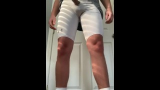 Football Jock Plays With Through Compression Shorts Hole