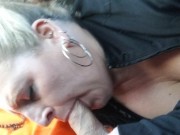 Preview 4 of Car Blowjob leads to Oral Creampie. Deeptheoat Queen
