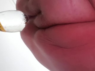 solo female, anal gape, bbw anal insertion, huge bottle anal