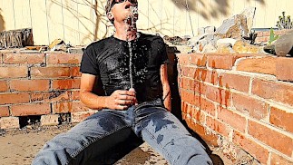 Glistening golden shower and cumshot in 240fps slow motion glory