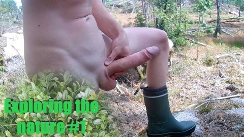 Exploring the nature #1 - Walking around all nude and cover myself in cum