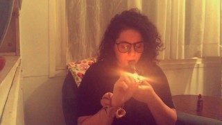BBW Smokes A Bowl Before Stuffing Two Toys Into Her Pussy