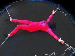 Spider woman cosplay self bondage