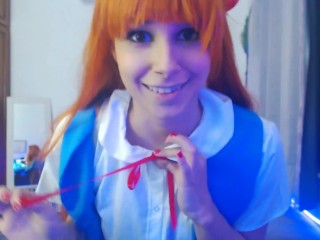 JOI in Portuguese - Asuka from Evangelion Helps you Cum you Pervert!