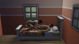 ASIAN TWINK VS CAUCASIAN BEAR - THE SINGLE BED / SIMS 4