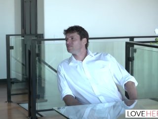 LoveHerFeet - Asian Beauty Ember Snow Rides a Fat White Cock