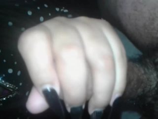 long black nails handjob cum explosion