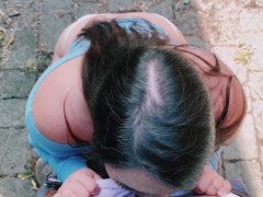 Blowing Him Outdoors as Cars Drive By!