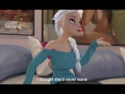 Preview 1 of Elsa from Frozen rides FAT dildo and cums