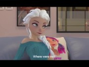Preview 2 of Elsa from Frozen rides FAT dildo and cums