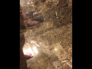 Reno, NV Hotel Shower Door Reflection Stroking White Cock
