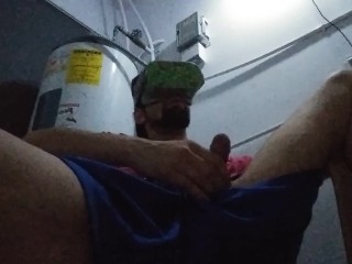 Jerking off Solo while Wearing VR Headset Watching Gay Porn.
