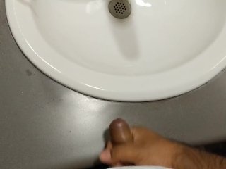 sink, hard cock, masterbation, peeing