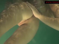 Hot lesbian action underwater