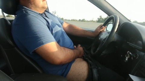 First time jacking off while driving in public, happy ending!!