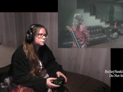 BBW Gamer Girl Drinks and Eats While Playing Resident Evil 2 Part 3