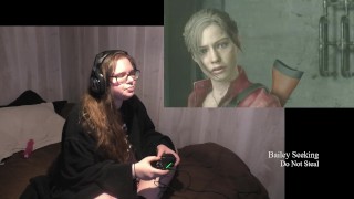 BBW Gamer Girl Drinks and Eats While Playing Resident Evil 2 Part 6