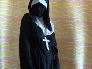 Nun Masturbates with Cucumber to Orgasm