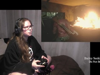 BBW Gamer Girl Drinks and Eats while Playing Resident Evil 2 Part 7