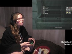 BBW Gamer Girl Drinks and Eats While Playing Resident Evil 2 Part 9