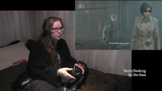 BBW Gamer Girl Drinks and Eats While Playing Resident Evil 2 Part 11