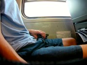 Preview 2 of Exhibitionist risky jerk off on a train, heavy cumshot all over myself!