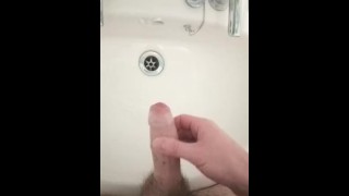 Slow wank with gentle grip right up to and during cumshot